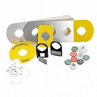 Шильдик круглый пластиковый желтый EMERGENCY STOP для кнопок ГРИБОК |  код. 1SFA616915R1005 |  ABB